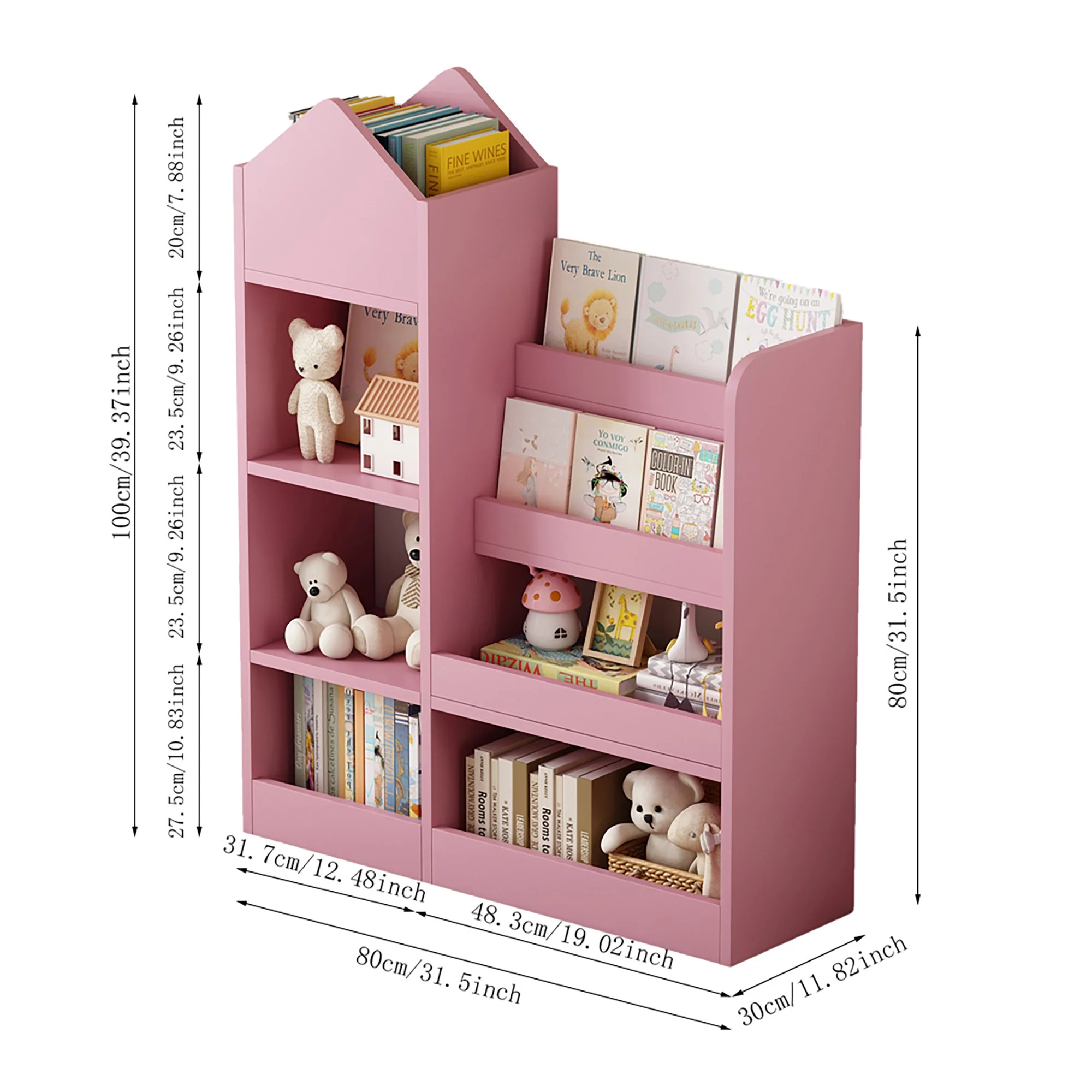 PAPROOS Kids Bookshelf, Wooden Kids Bookcase with Toy Storage Organizer Cabinet, Children Multi Shelf Cubby for Classroom, Kids Bedroom, Nursery, Wood - Image 15
