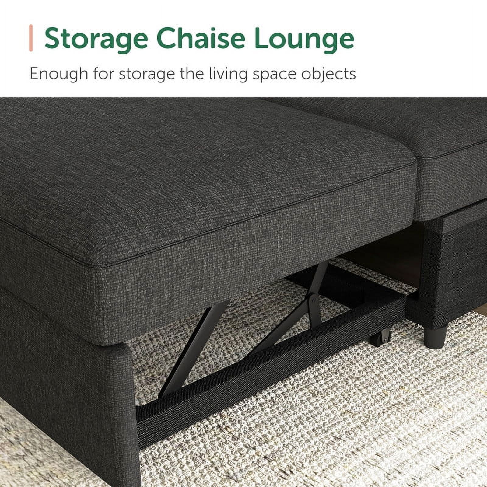 HONBAY Modular Sectional Pull-Out Sofa Bed with Storage Velvet U-Shaped Convertible Sleeper Sofa for Living Room, Blue - Image 30