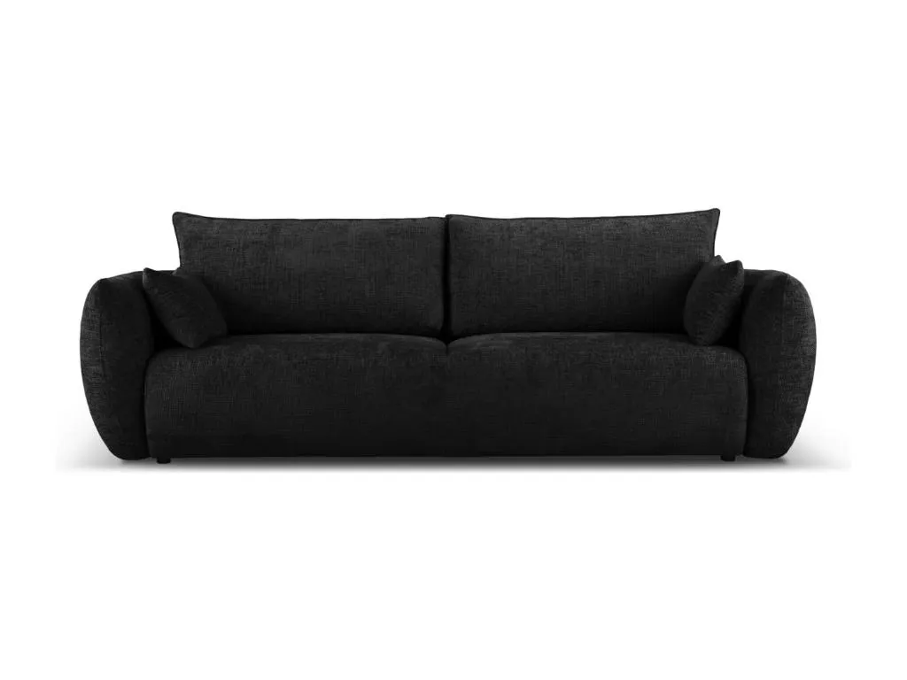 Kavehomedeco - Sofá cama con baúl de almacenaje Kavehomedeco 3 plazas de tejido chenilla negro - 240x108x86cm 80699DWCK