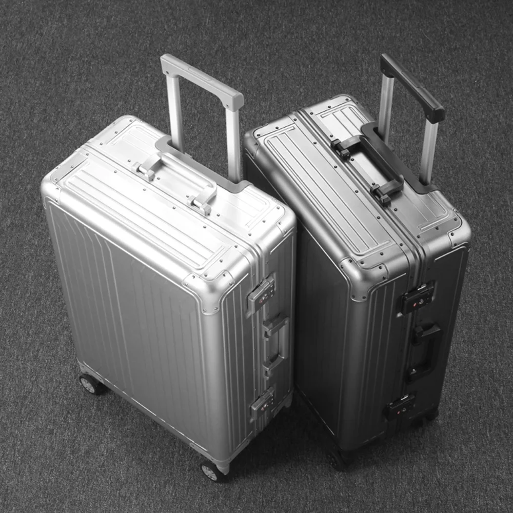 All Aluminum Magnesium Hardshell Carry on Luggage with Wheels, Modern Zipperless Hardshell Checked Luggage with TSA Lock, Airline Approved Metal Suitcase Travel Metal Rolling Luggage - Image 2