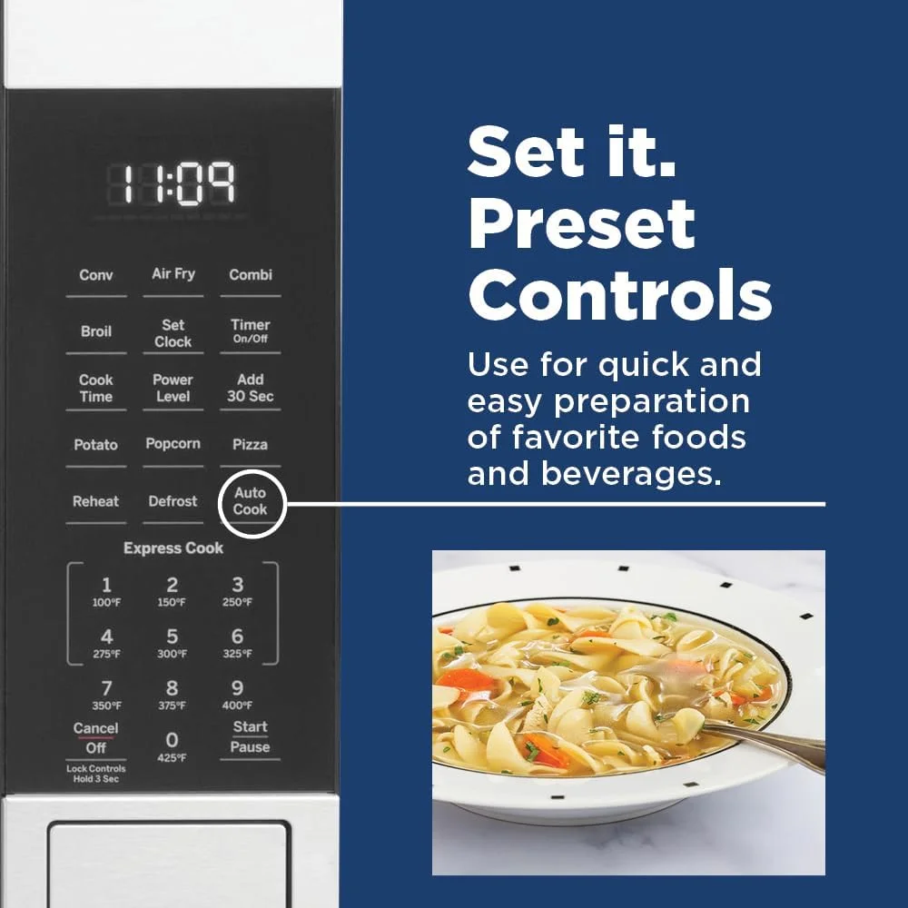 GE 3-in-1 Microwave Oven, 1,050 Watts Air Fryer, Broiler & Convection 1.0 Cu. Ft - Image 6