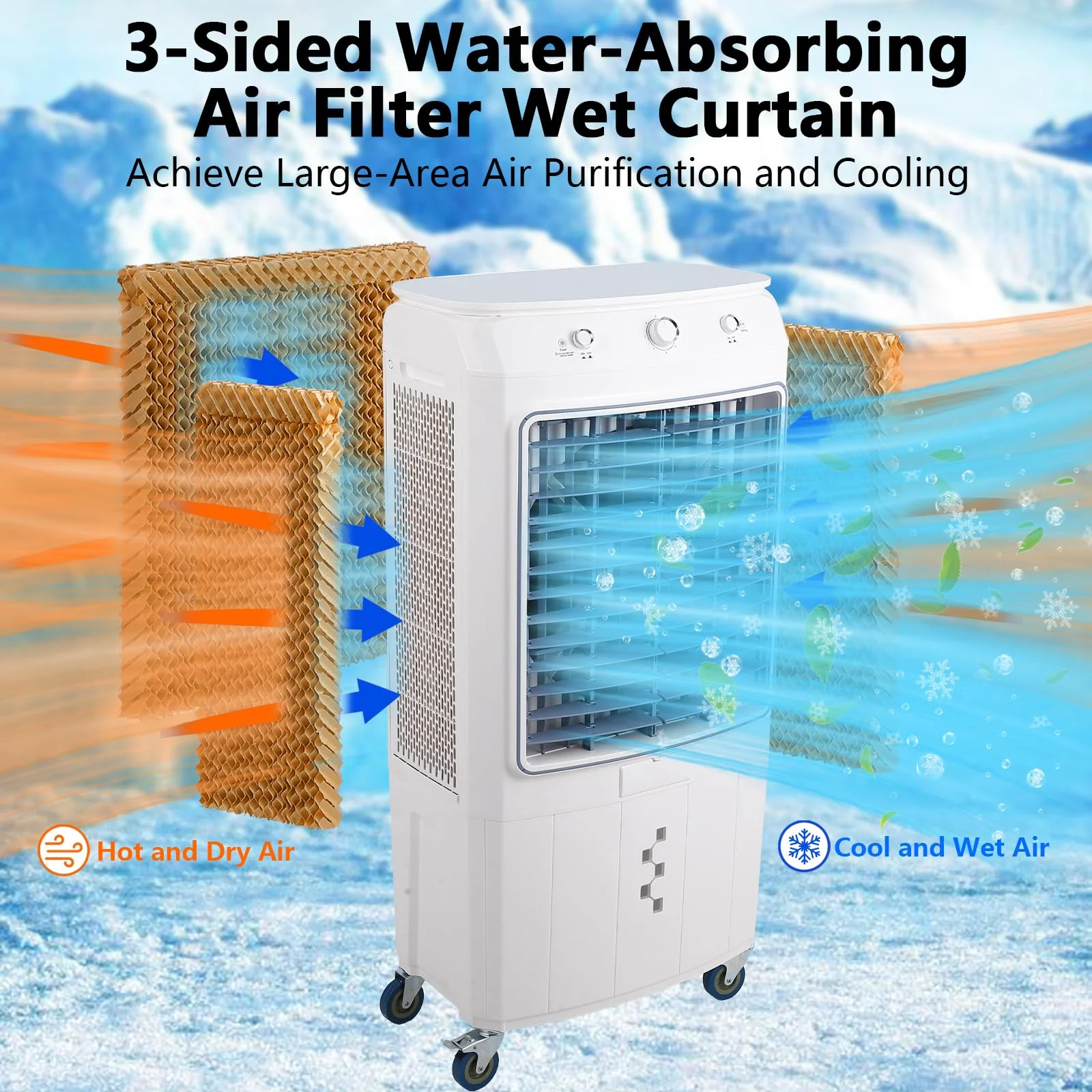 Garvee Air Coolers For Home Quiet,Evaporative Air Cooler 4100 CFM Swamp Cooler Air Conditioner with Remote Control and 4 Ice Packs, 3 Modes & Wind Speeds for Outdoor, Indoor, Garage, 15.8 Gallons - Image 7