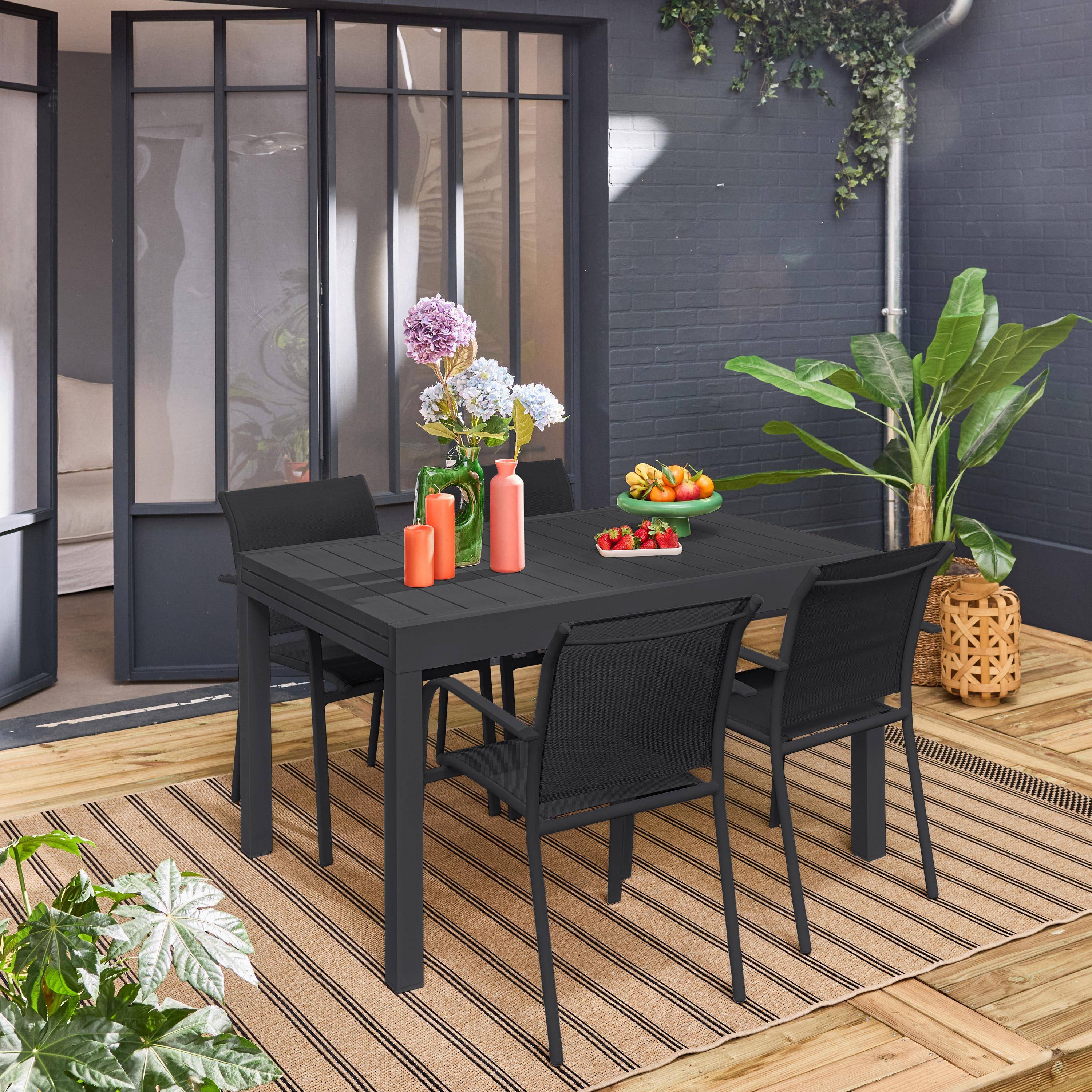 Elora + Amara - Conjunto mesa de jardín extensible de aluminio con 8 sillas
