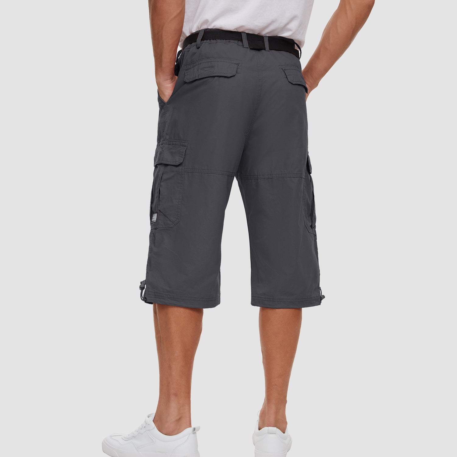 Men 3/4 Cargo Shorts Cotton Lightweight Ripstop with Multi-Pockets