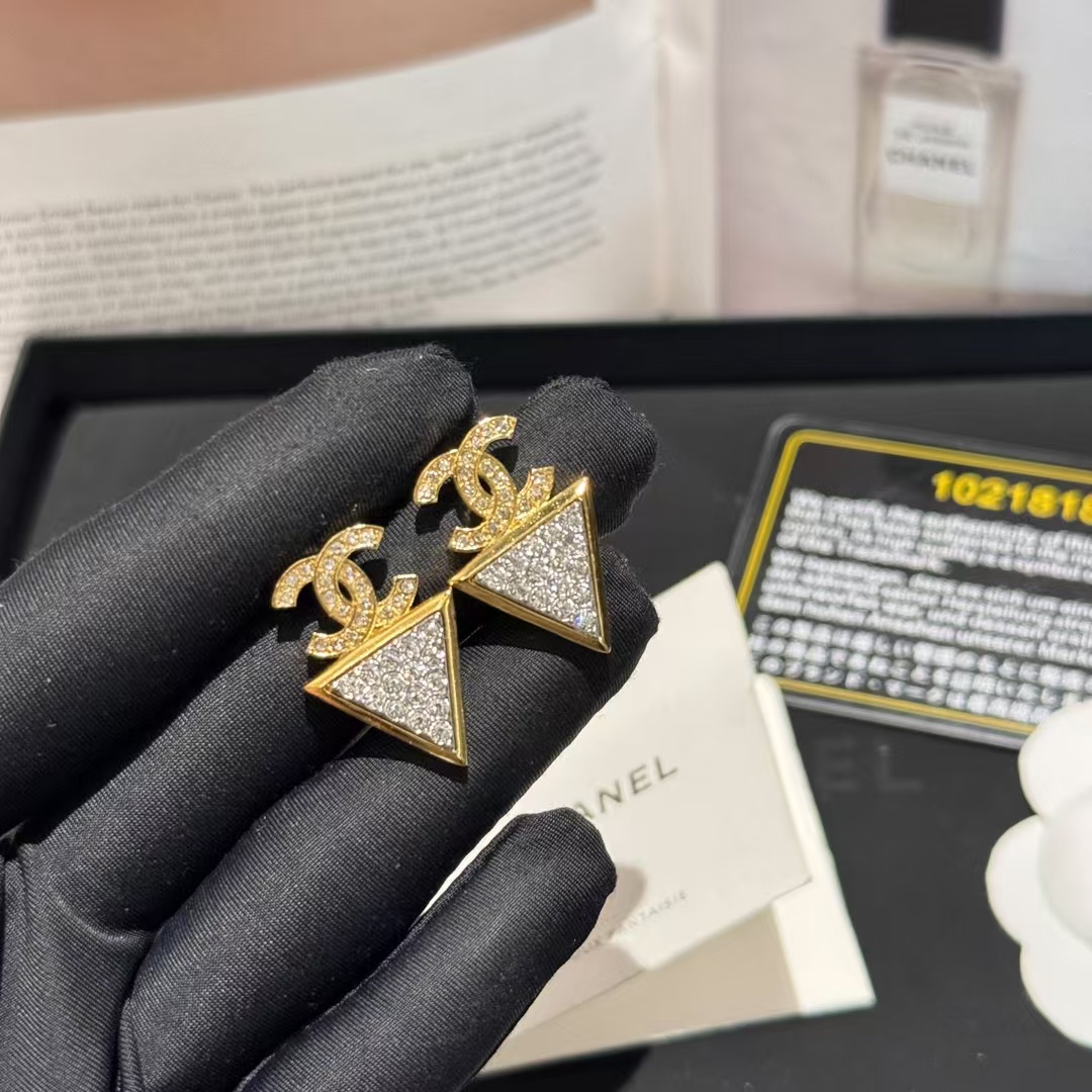 Chanel Geometric Triangle Stud Earrings - Original Replica Club