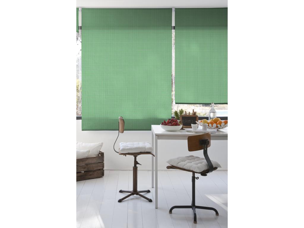 Laocacasas | Estores Personalizados de COCINA | 150 x 255 cm (Ancho por Alto) Tamaño de Tela 147 x 250 cm | Modelo Vichy-1 Color Verde