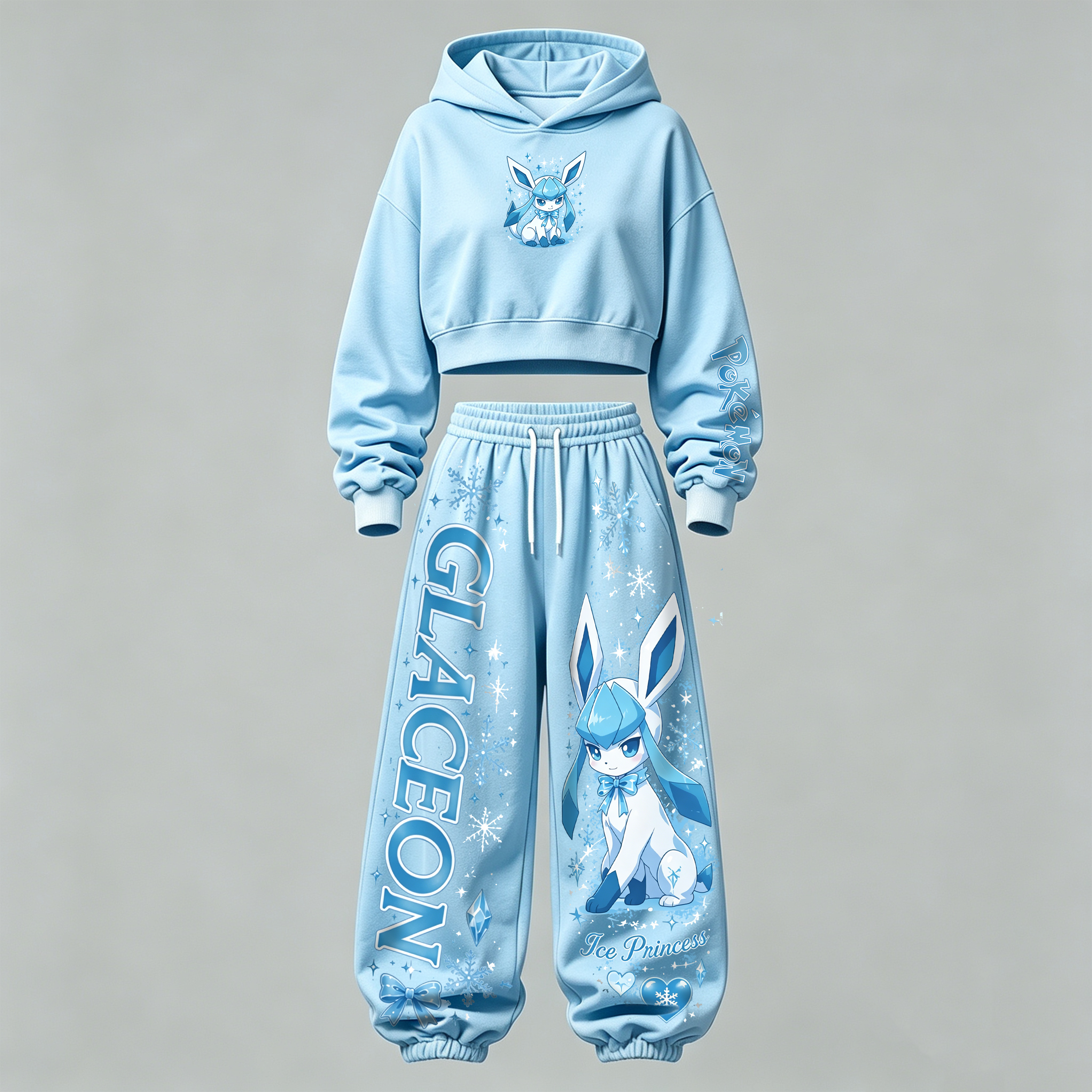 Pokémon Cropped Long Sleeve Hoodie & High Waist Jogger Pants Two Piece TeeThreads Sustain the Scene with Custom Apparel