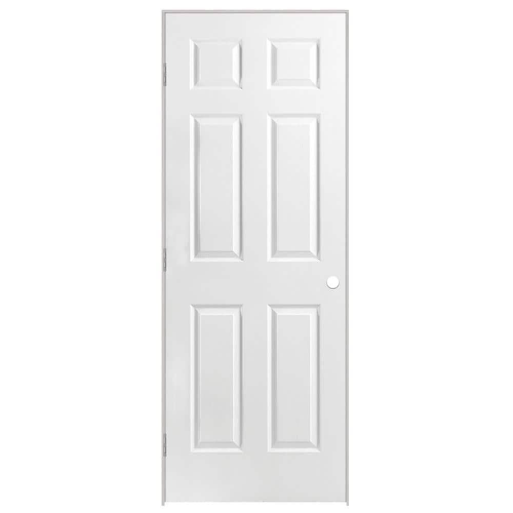 Masonite 30 in. x 80 in. Solidoor 6-Panel Right-Handed Solid-Core Smooth Primed Composite Single Prehung Interior Door Primed W(30 in X 80 in)