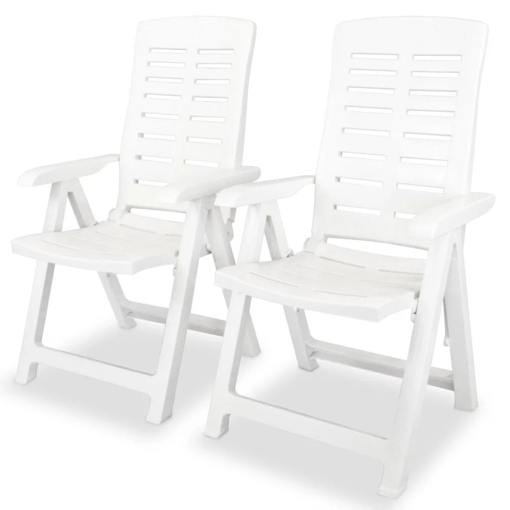 vidaXL Reclining Patio Chairs Outdoor Stack Dining Chair with Armrest Plastic - Image 28