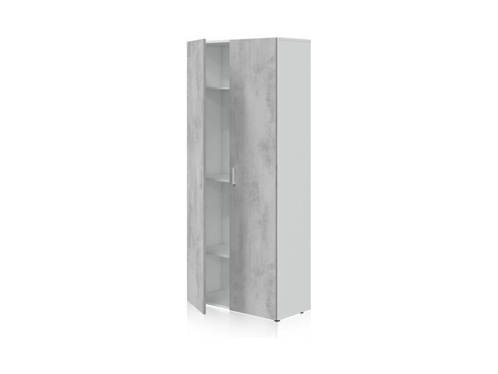 Armario multiusos 2 puertas - blanco y cemento