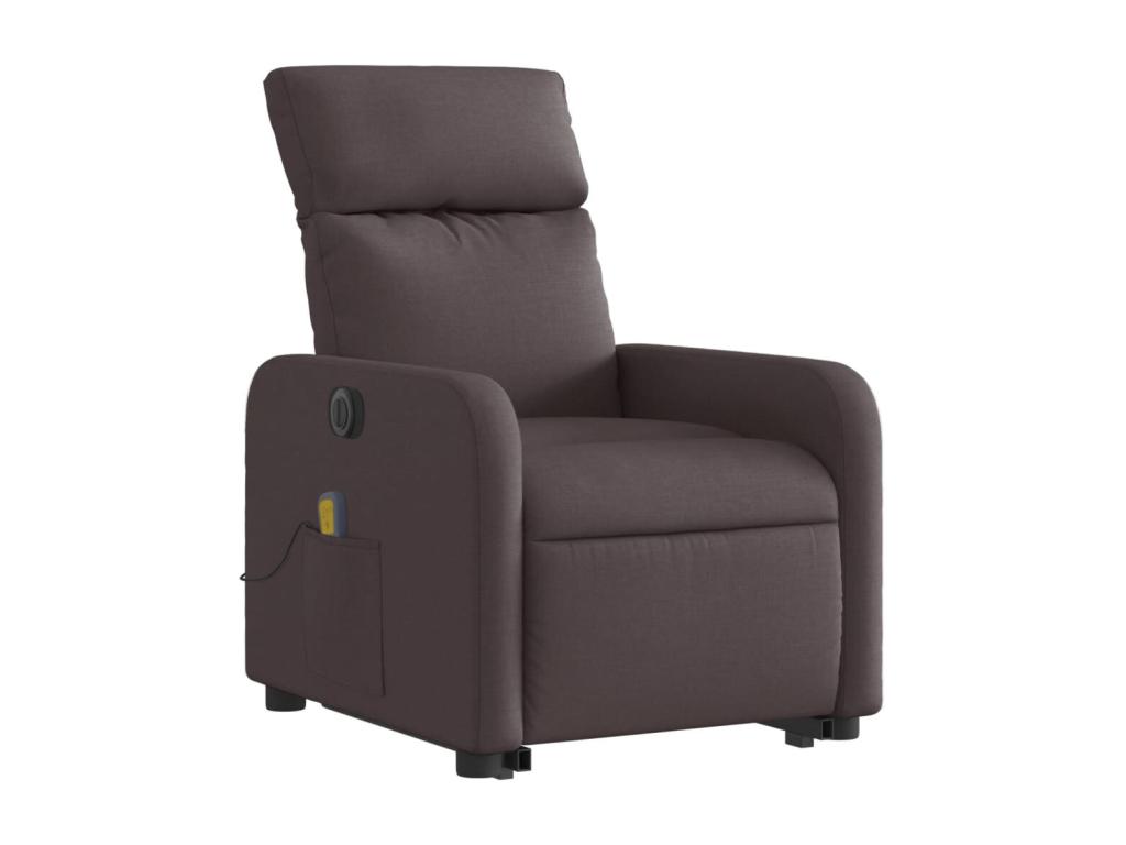 Sillón masaje eléctrico reclinable elevable tela marrón oscuro