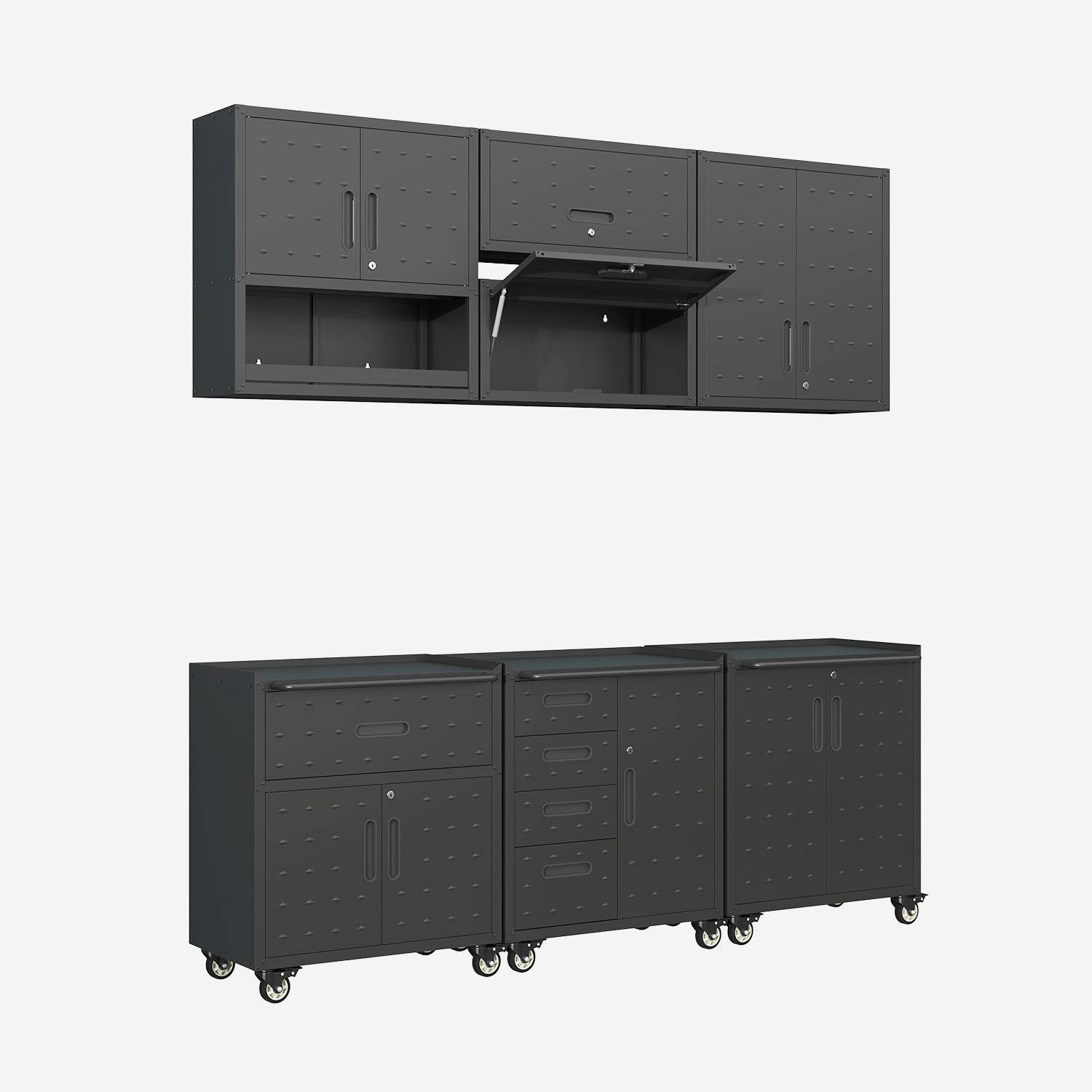 Bobby - Muebles de almacenamiento para garaje de acero, 6 módulos