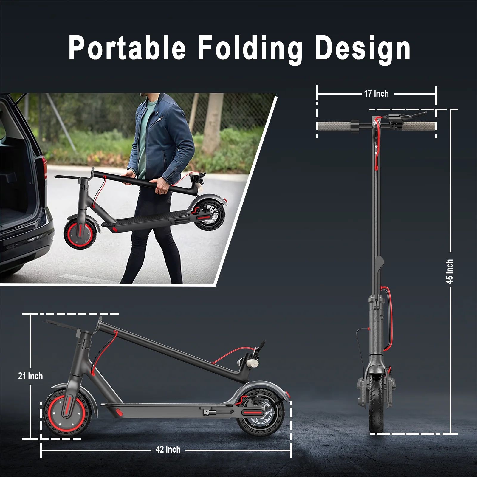 AOVOPRO ES80 350W 8.5' Foldable Electric Scooter for Adults, 21 Miles Range - Image 5