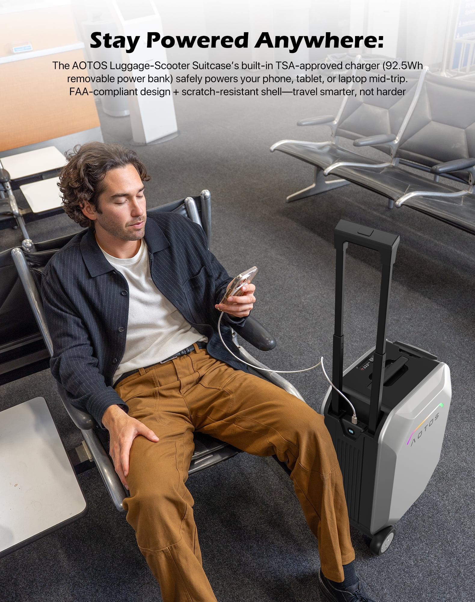 L2-S Smart Rideable Luggage, Foldable Electric Scooter Suitcase, 6.2 mph Max Speed, 6.2-Mile Range, Lightweight Portable Design for Travel & Commute - Image 7