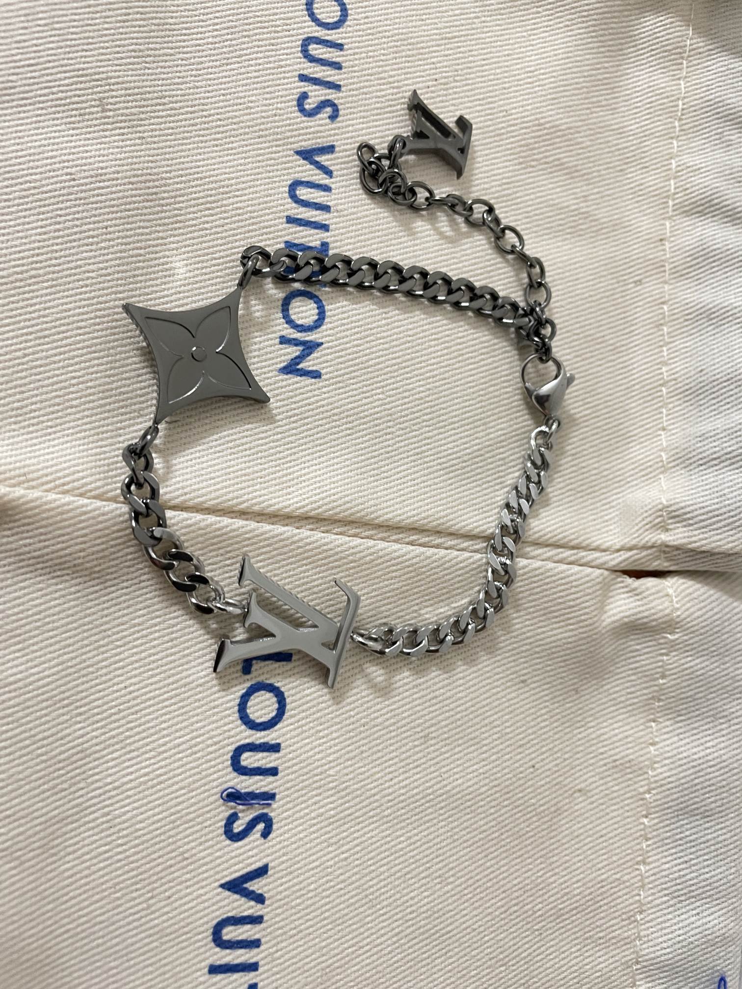 Louis Vuitton Silver Black Gold Mixed Metal Color Unisex Bracelet - Original Replica Club