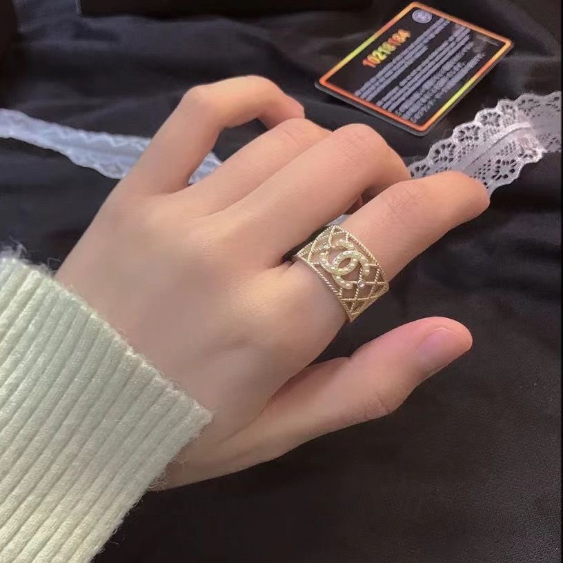 Chanel Light Gold Hollow Pearl CC Ring - Original Replica Club