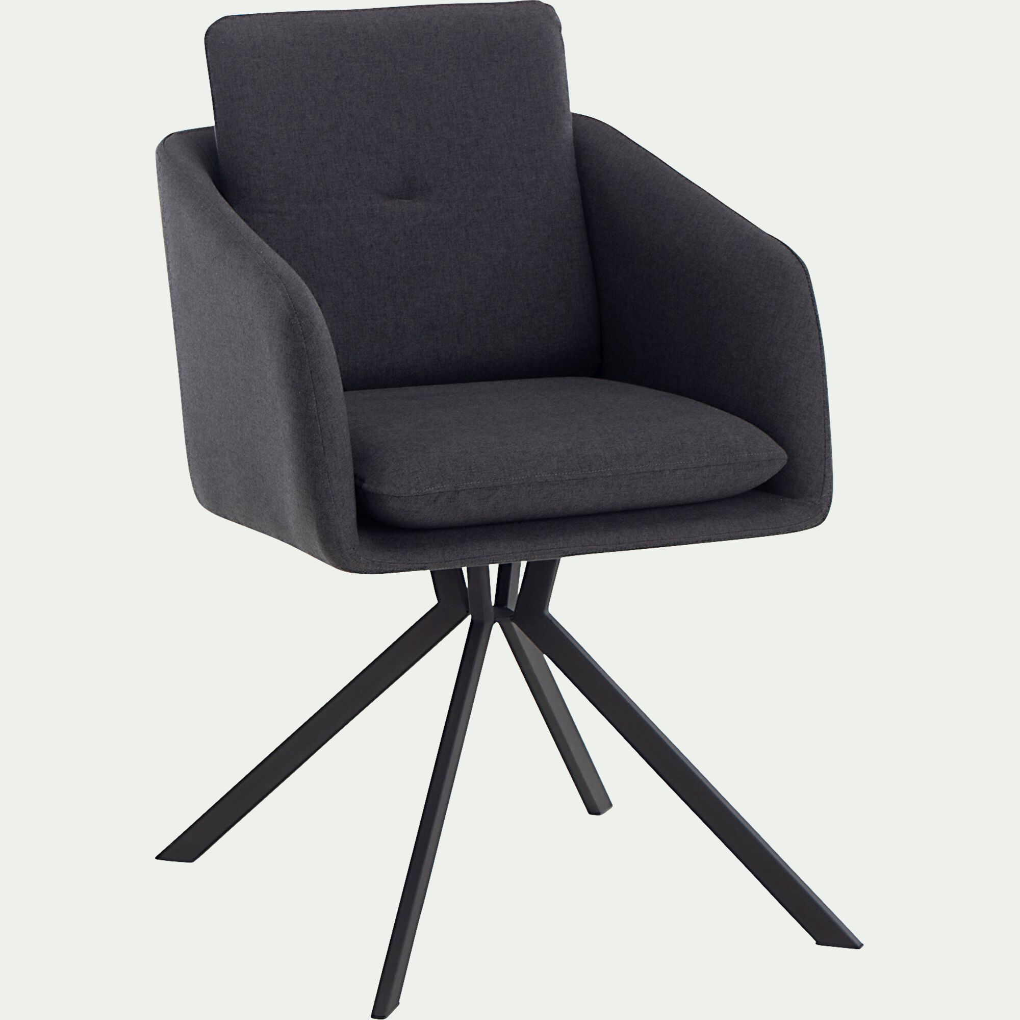 CAMARGUE - Chaise pivotante avec accoudoirs en tissu - noir