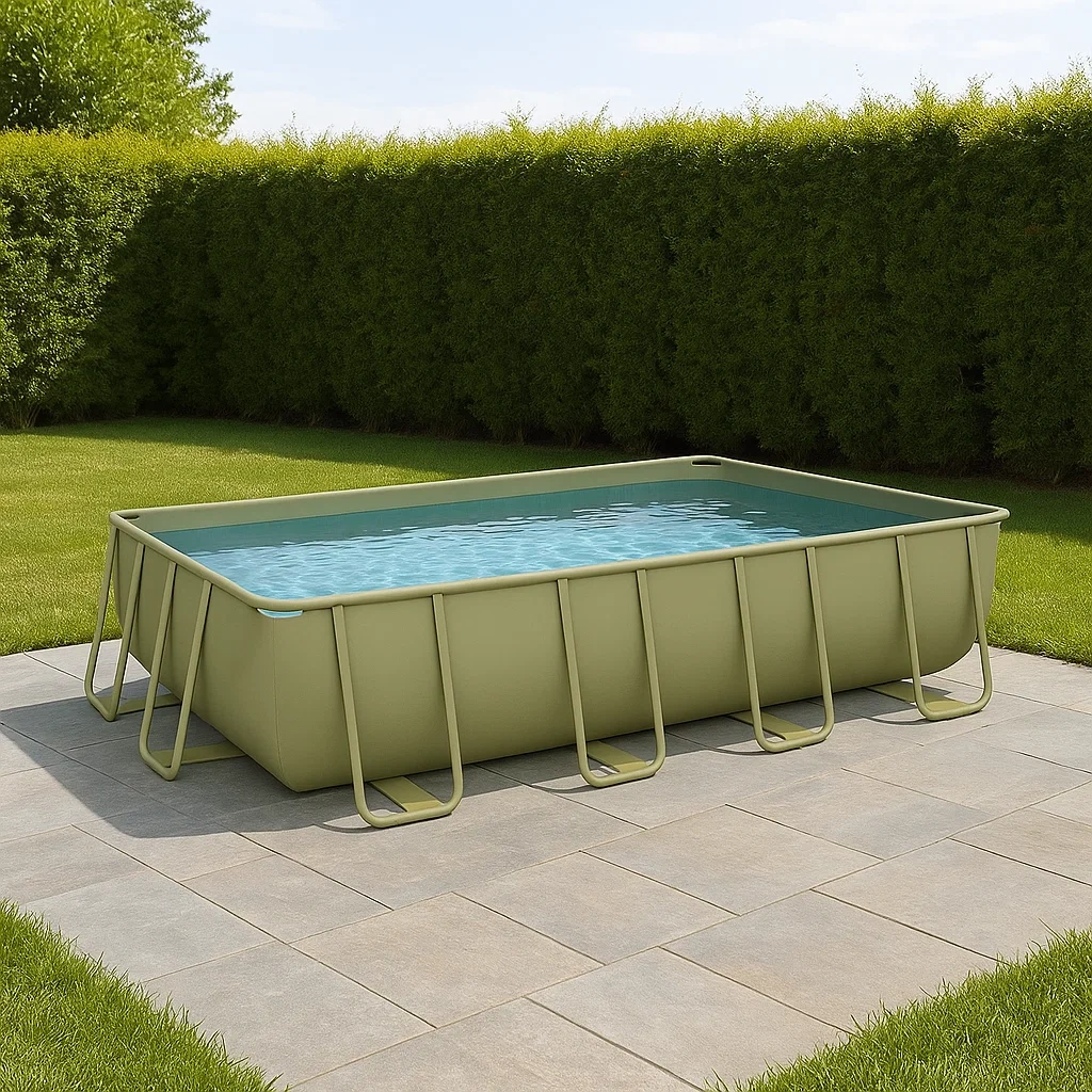 Piscina tubular rectangular,6800 litros,estructura metálica,color verde,instalación independiente,dimensiones 300x200x75 cm - rxwlSsJGbwkJ