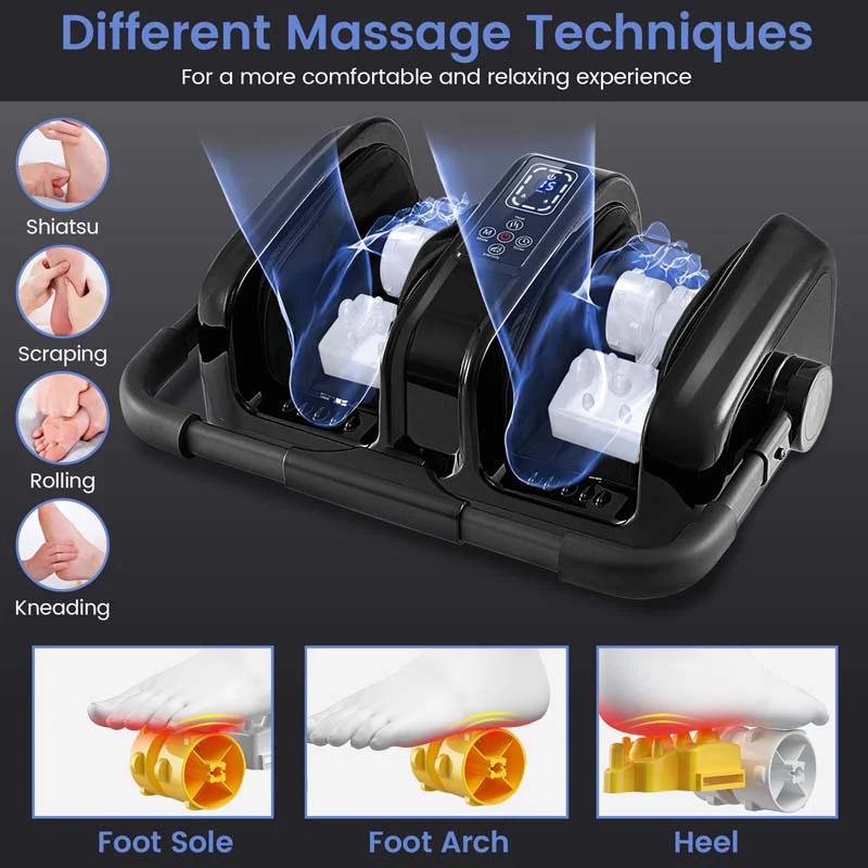 Eletriclife Foot and Calf Massager with Heat Shiatsu Deep Kneading Rolling Smart Electric Leg Massager