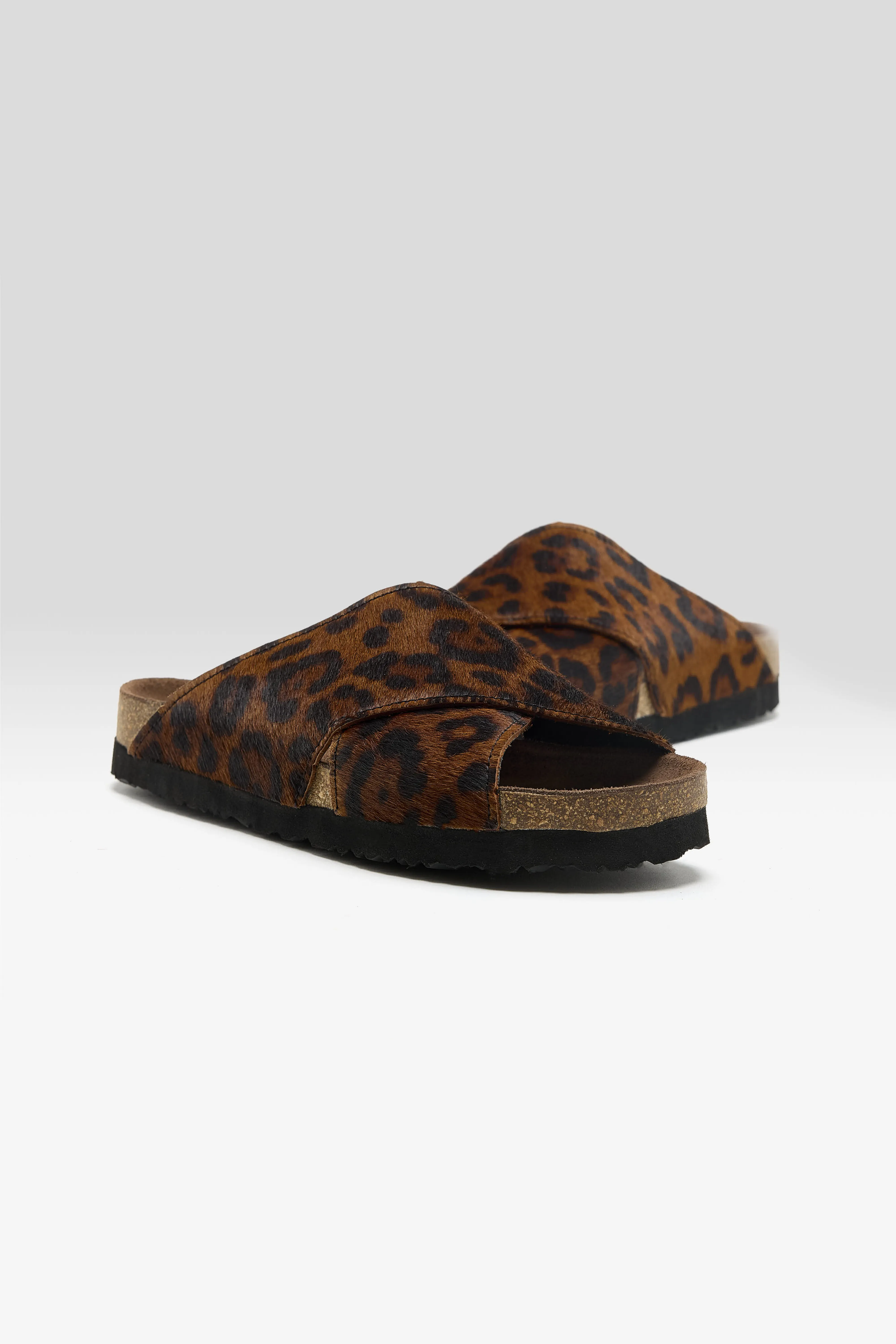 Bellerose Cheetah Ponyhair Cross Sandals  (261 / W / BROWN)
