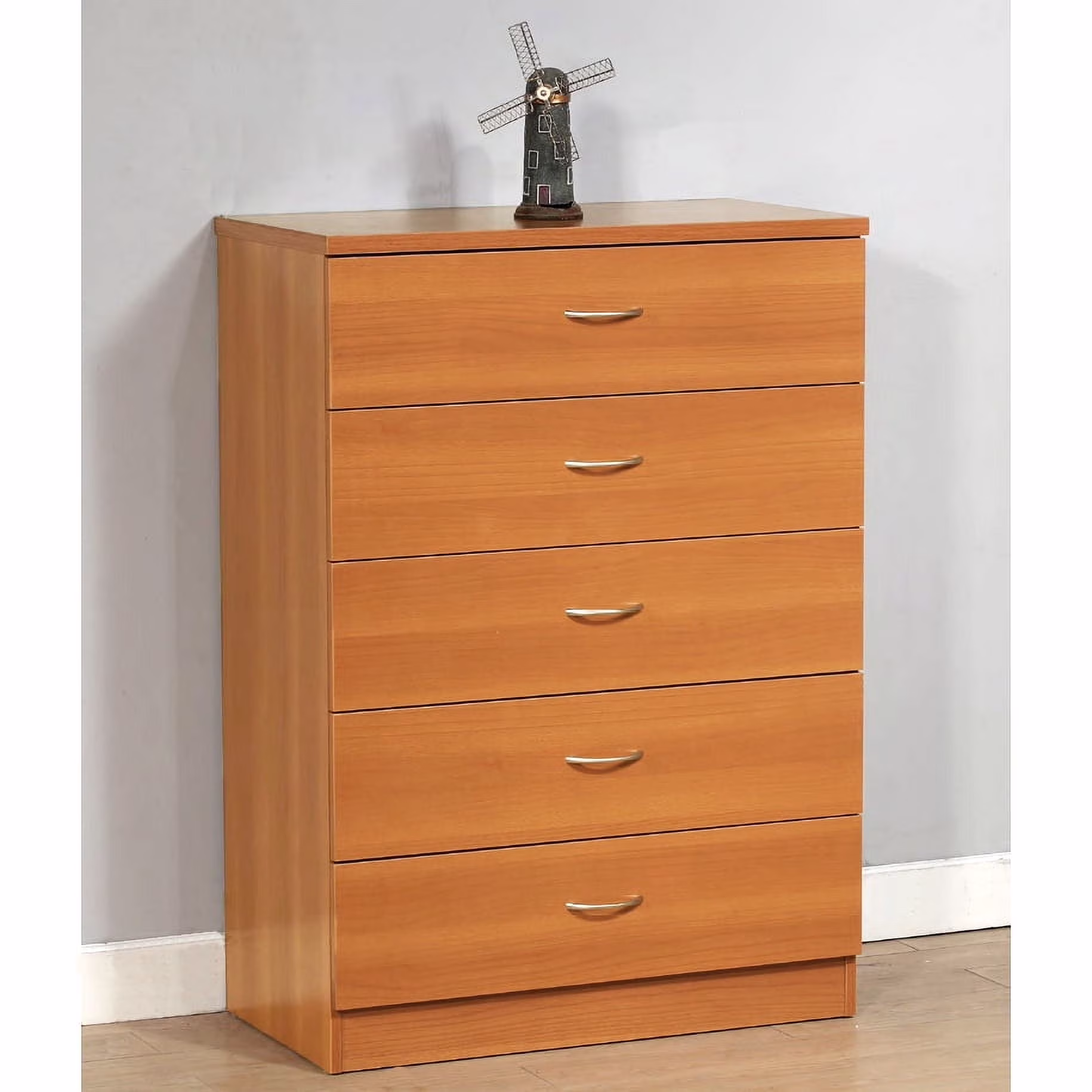 Xukmct 5 Drawer Dresser with Metal Handle, Perfect for Living Room, Bedroom, Brown(Brown)