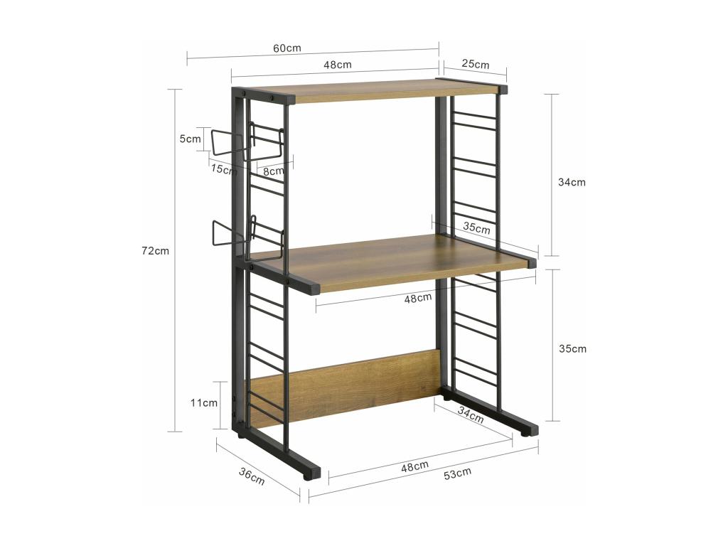 Soporte Microondas, Estante Microondas Ajustable de 2 Niveles, Estante para Horno de sobre Encimera de Cocina máxima 40 kg KCR08-PF Pratcas ES