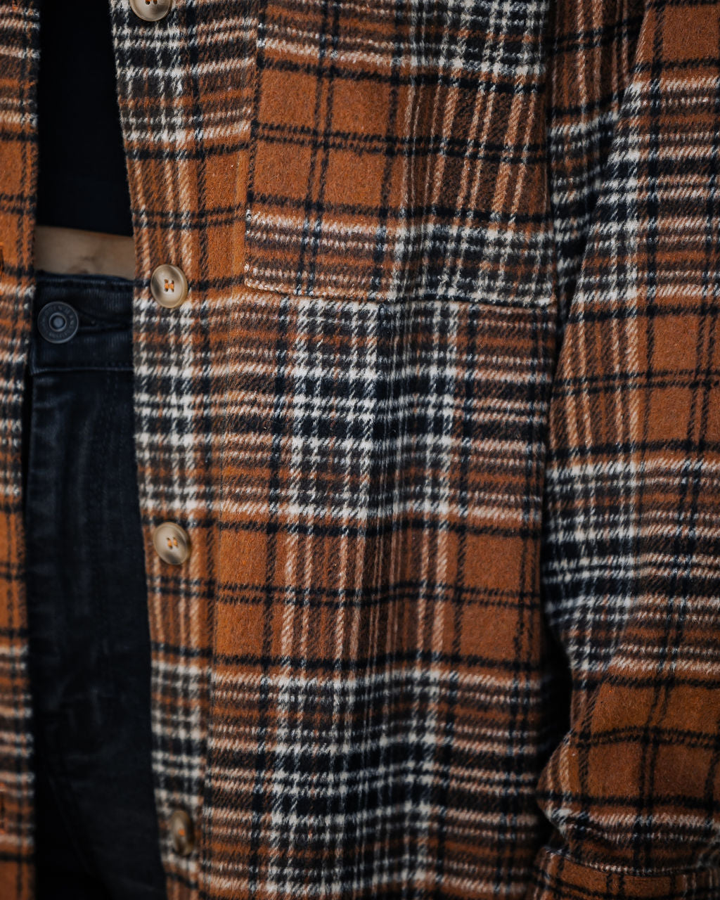 Expectations Plaid Button Up Coat - Se7enfashion
