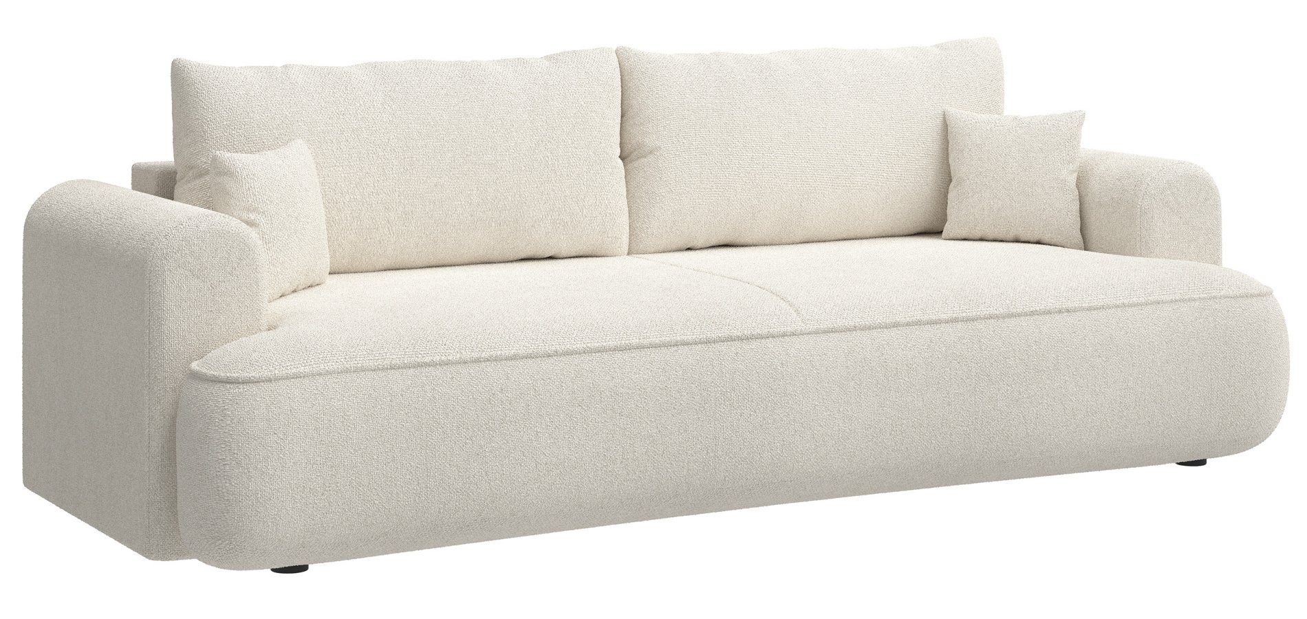 Sofá cama de 3 plazas tapizado en chenilla color crema su4414x6