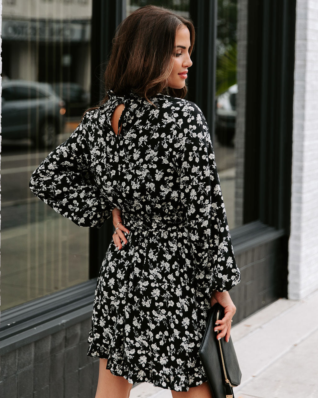 Nadia Floral Balloon Sleeve Dress - Se7enfashion