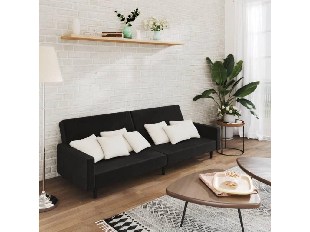 Sofá cama de 2 plazas terciopelo negro