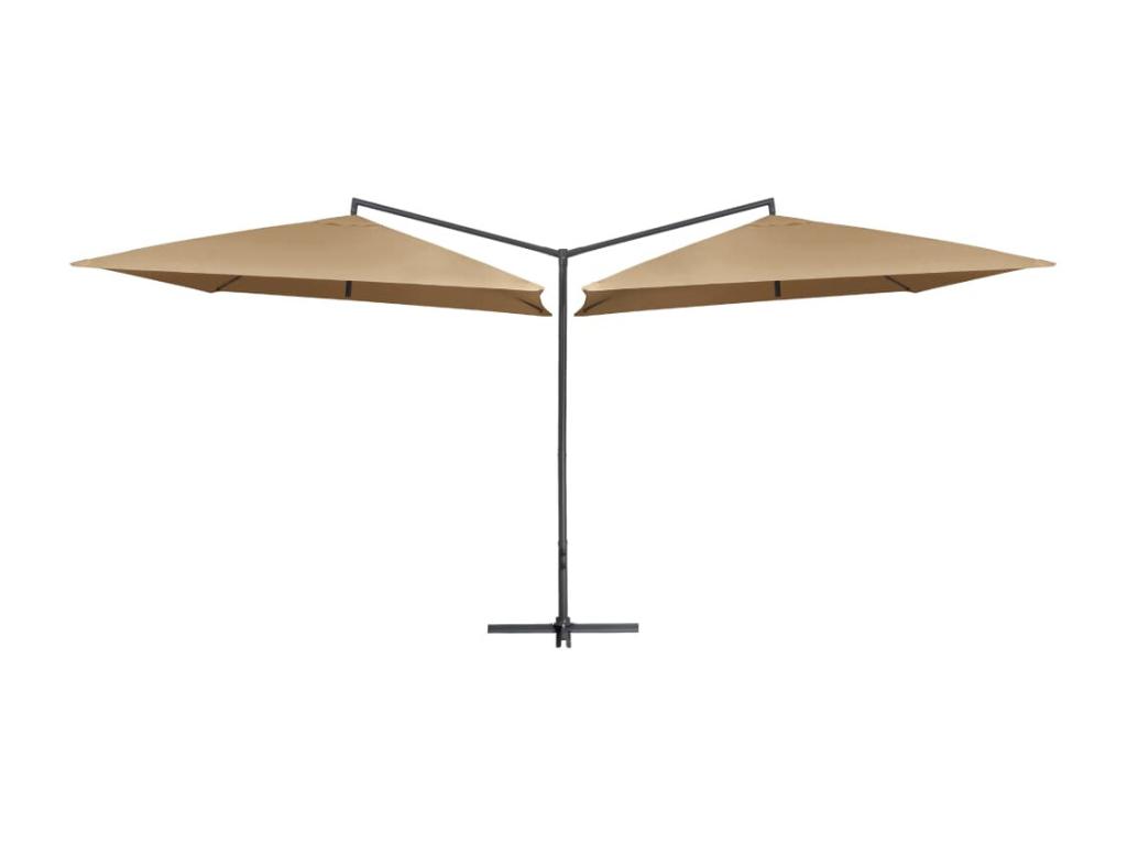 Sombrilla doble con poste de acero 250 x 250 cm Taupe