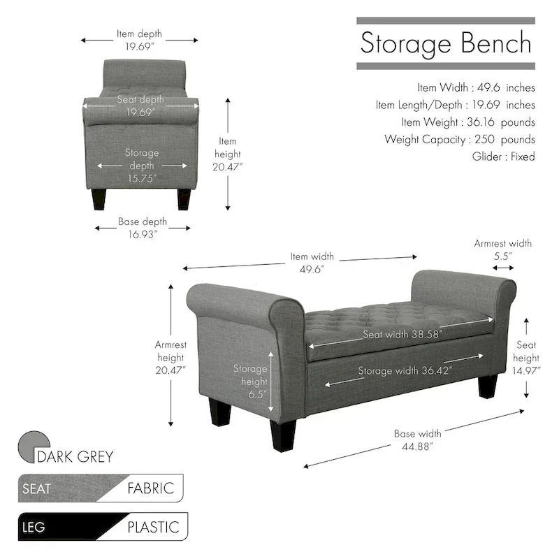 Porthos Home Theon Fabric Button-Tufted Flip-Top Storage Bench