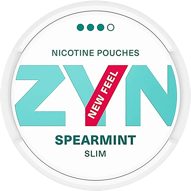 ZYN Spearmint 9mg nicotine pouches — Slim Moist can with 21 strong sweet spearmint pouches