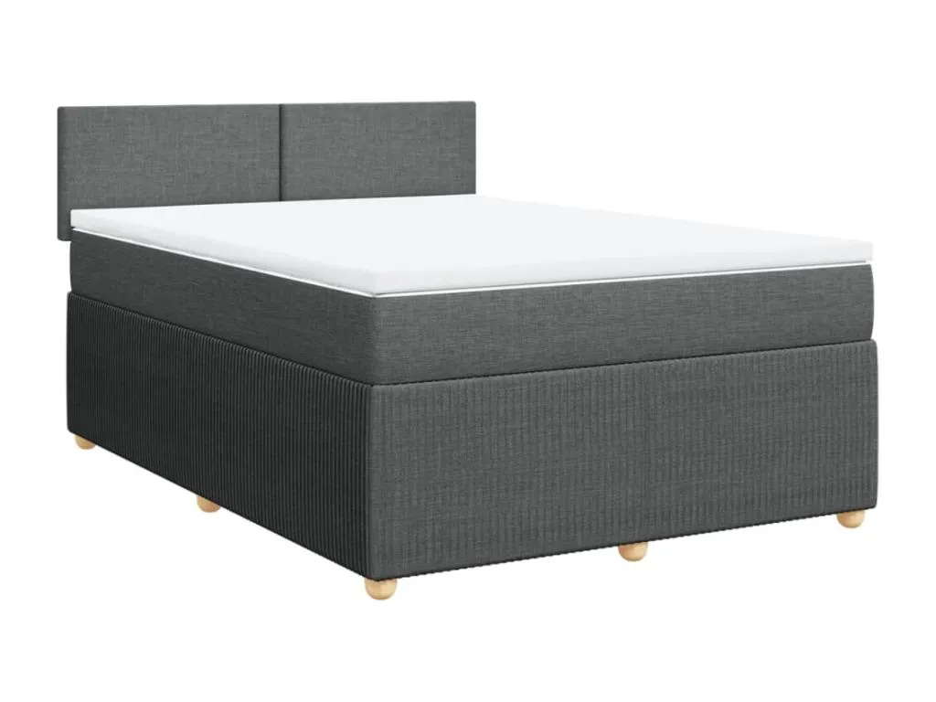 Cama box spring con colchón tela gris oscuro 140x200 cm wep3521685