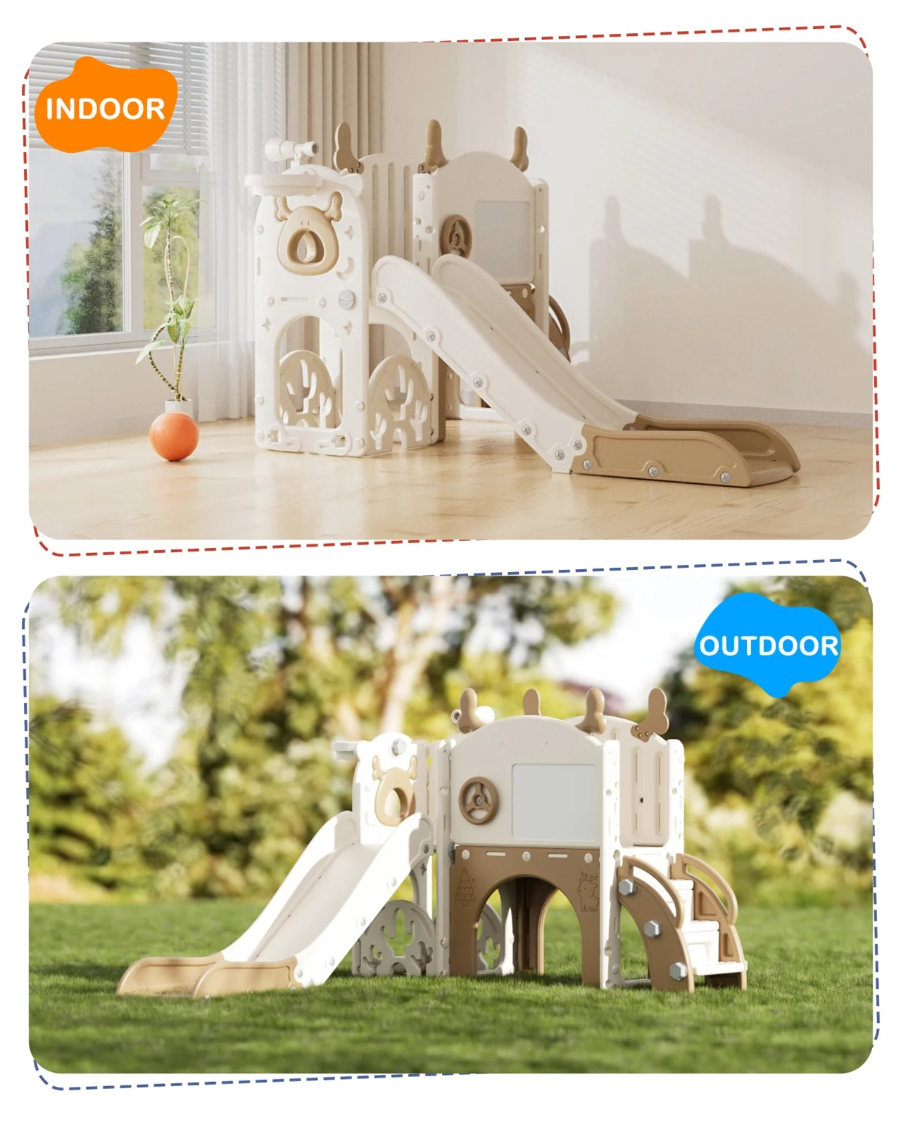 Korimefa 11-in-1 Toddler Slide Set with Golf, Basketball Hoop, Kids Slide for Toddlers Age 1-4, Climber Slip and Slides, Baby Outdoor Toys - Image 45