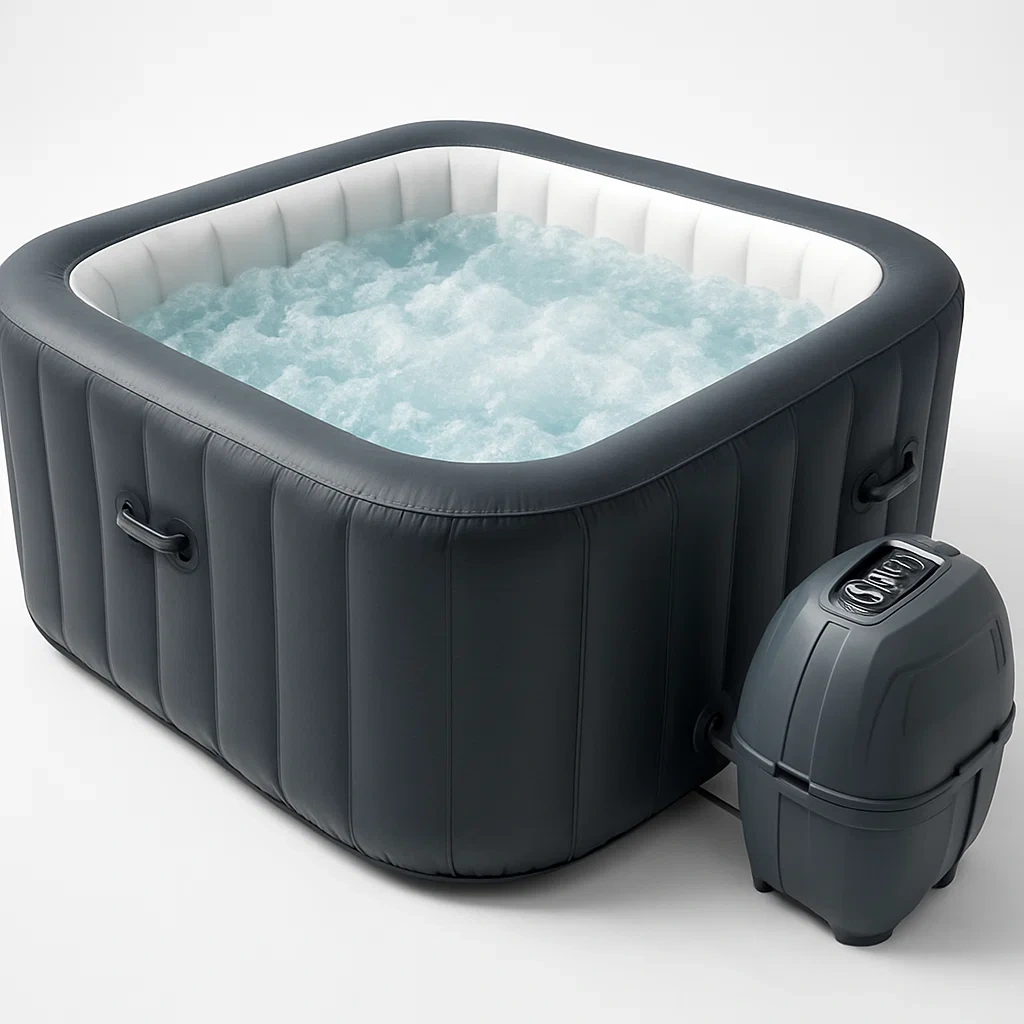 Spas hinchables 175x175x70 cm 4 plazas cuadrado gris/blanco QcpQuAZ363Pd