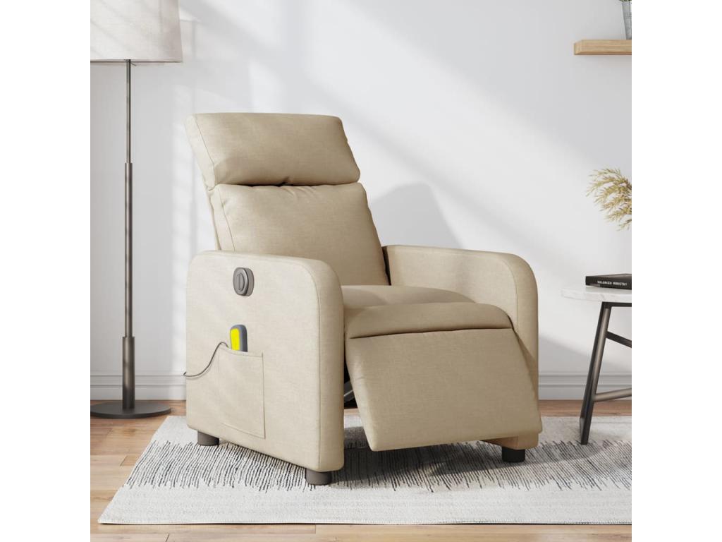Sillón reclinable de masaje eléctrico tela color crema