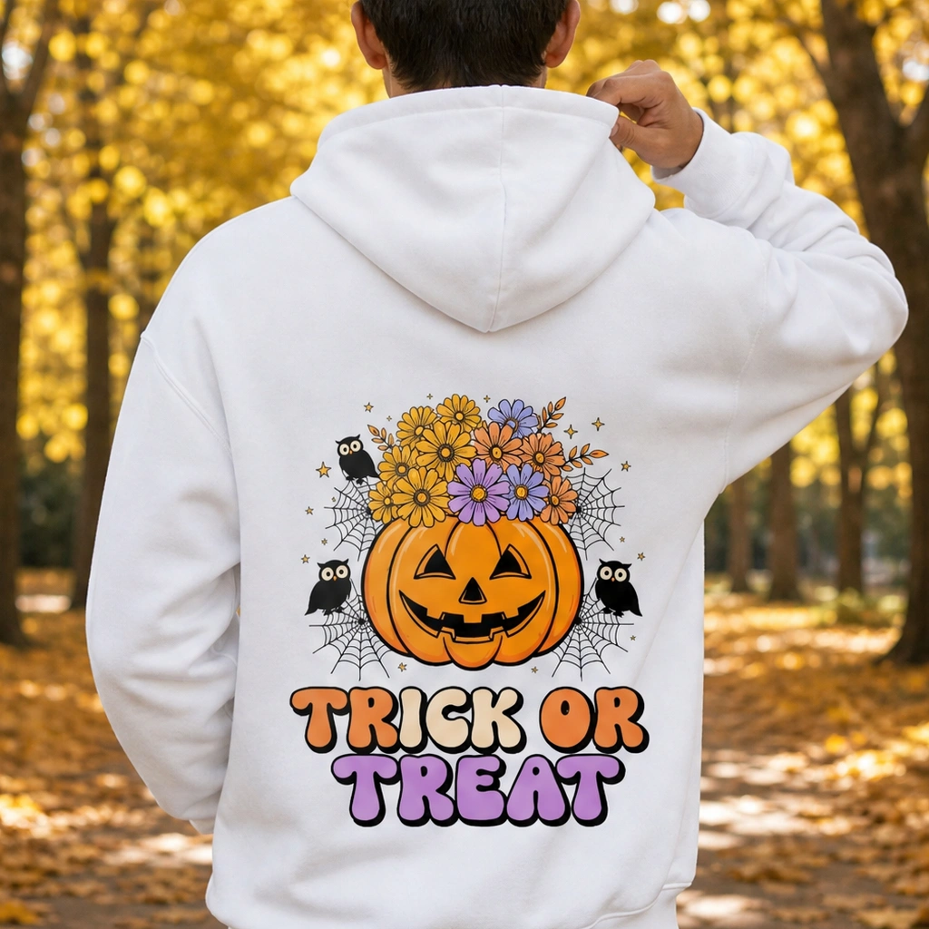Halloween Party Hoodie — Love Pumpkin Spooky Print Unisex Sweatshirt for Family Matching, Fall Winter Casual Pullover TeeThreads Sustain the Scene with Custom Apparel