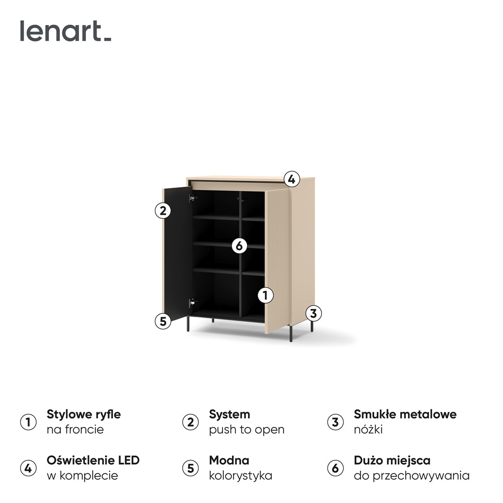 Blokker Brive Dressoir B 79 cm - 2-deurs met Verlichting - Zand