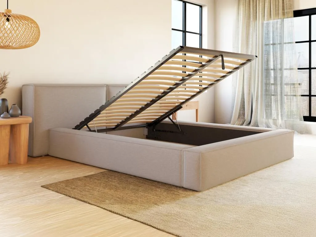 Canapé abatible 160x200 cm - Tela - Beige - Jmmhogar