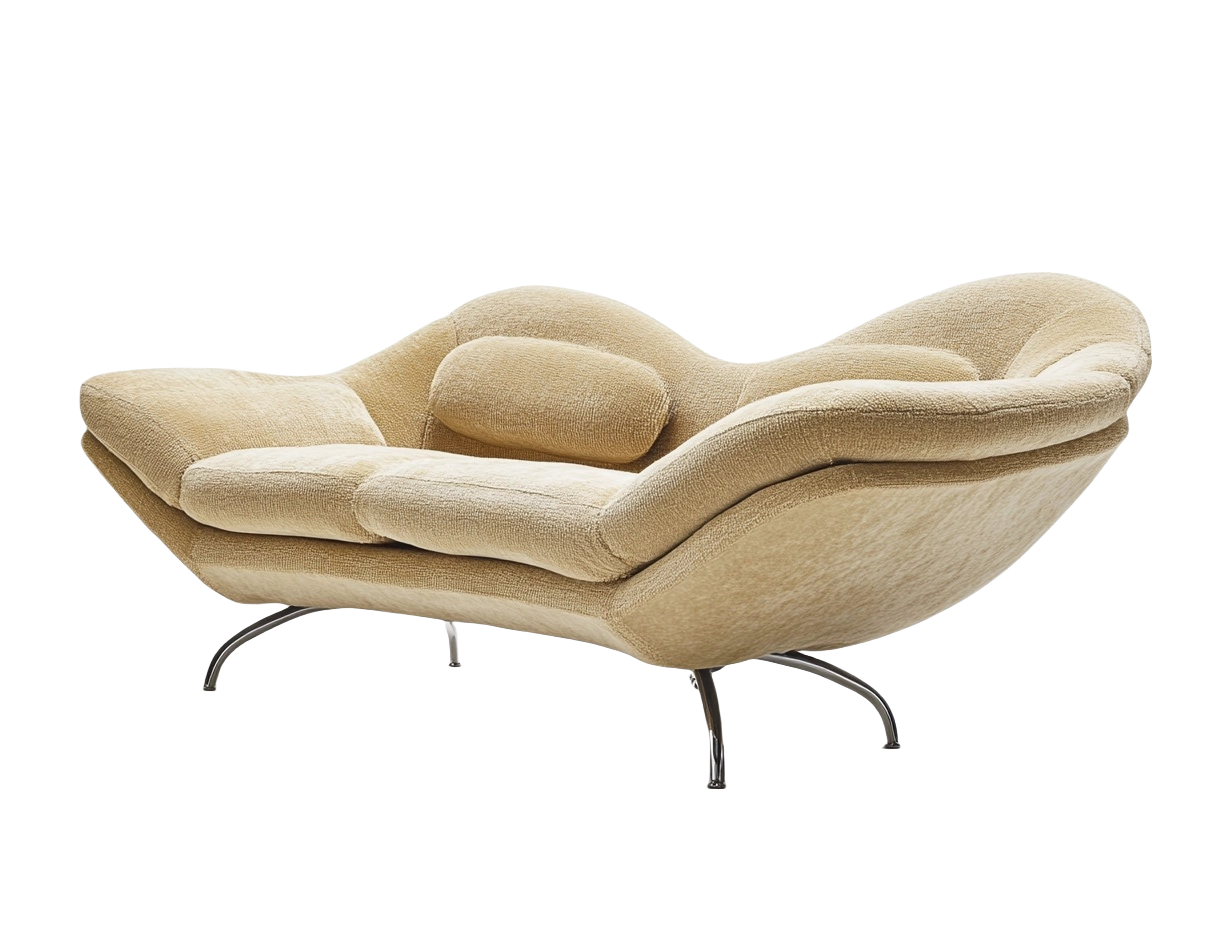Sofá Moderno Beige con Estructura Metálica