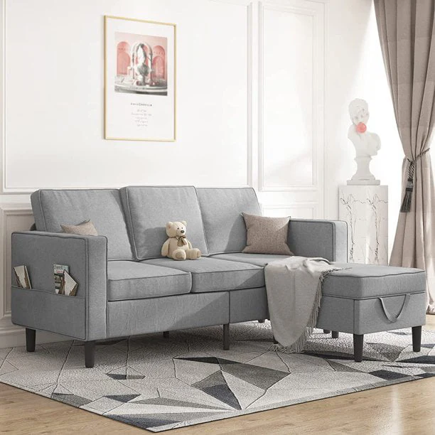 Mjkone Convertible Sectional Sofa Couch, L-Shaped Couch with Storage Ottoman, Couches for Living Room, Living Room Furniture Suitable for Small Space-Apartment/Upstairs Loft/Living Room (Dark Gray) - Image 10