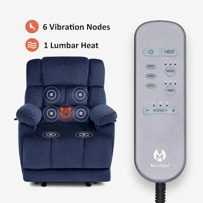 MCombo Heated Massage Electric Recliner Chair for Living Room - Fabric R6233