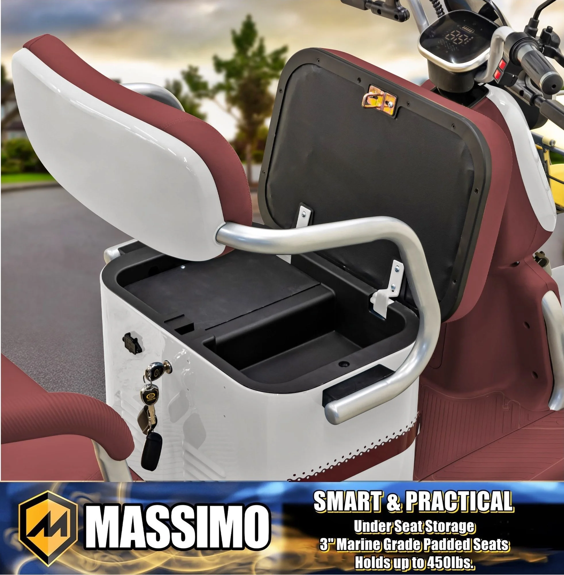 Massimo MGC E-Trike 3-Wheel Electric Cart – 17 MPH, 2-Seater Adult Scooter – Blue - Image 45