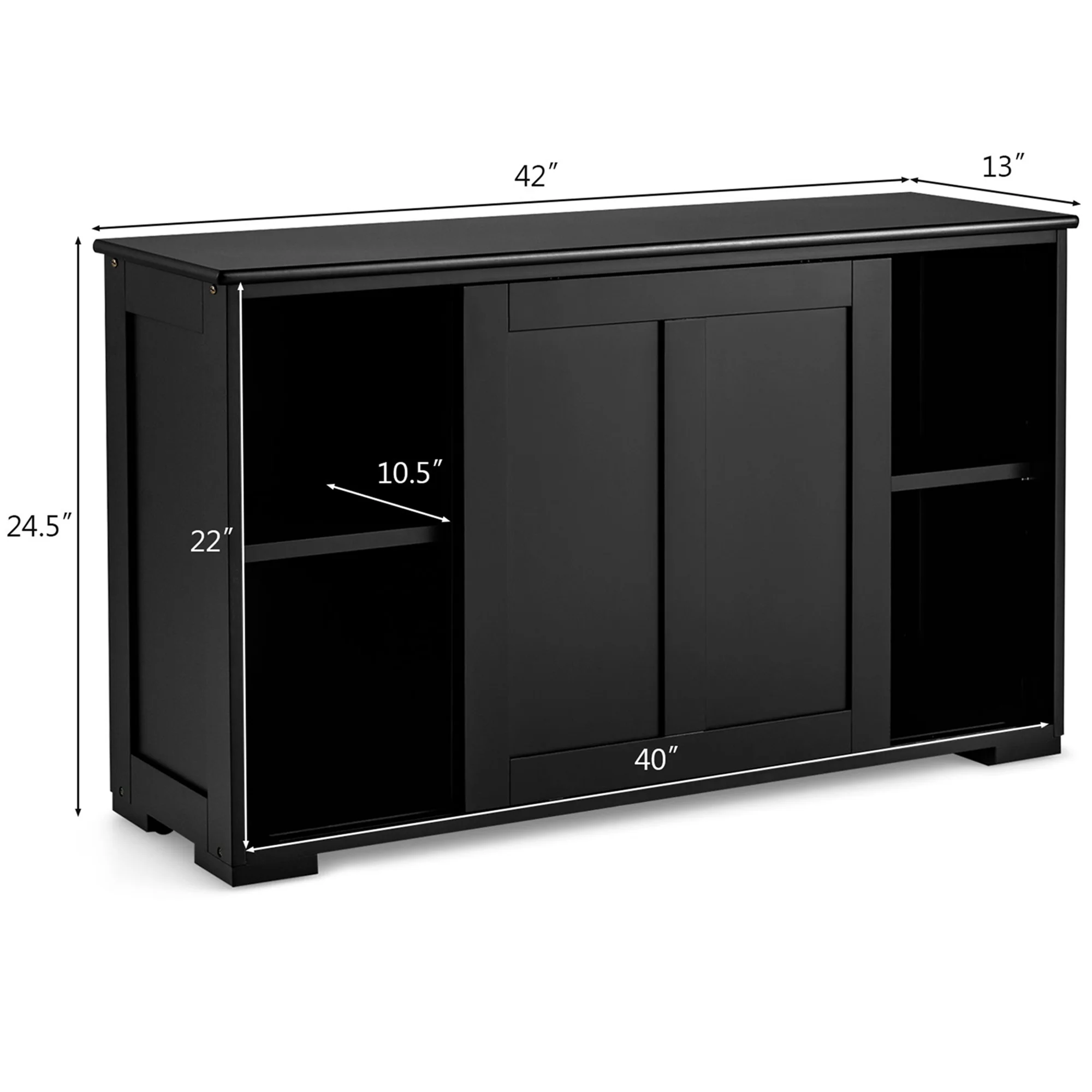 Costway Kitchen Storage Cabinet Sideboard Buffet Cupboard Wood Sliding Door Pantry White - Image 25