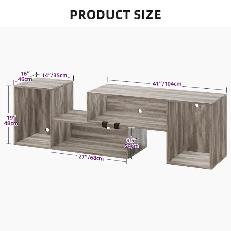 Modern Modular TV Stand with LED Lighting & Open Storage