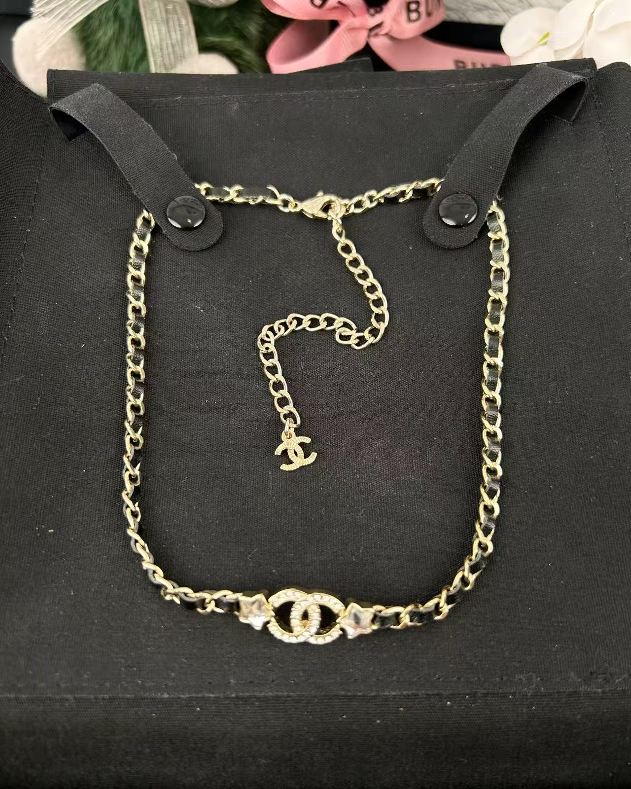 Chanel Leather Chain Choker Necklace - Original Replica Club