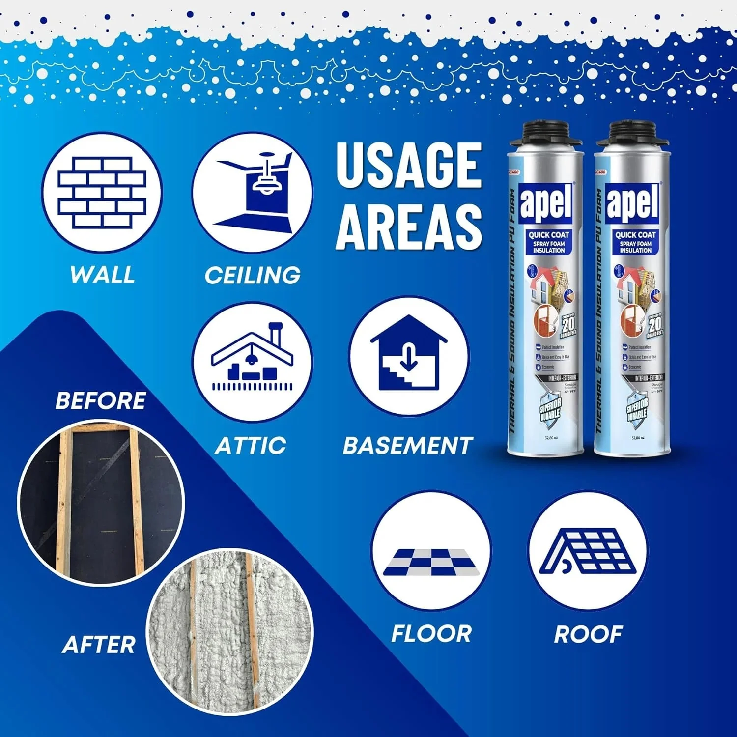 apel Spray Foam Insulation Kit, 12 x 32.80 oz / 240 Bd ft - 12 Pack - Image 6 apel Spray Foam Insulation Kit, 12 x 32.80 oz / 240 Bd ft - 12 Pack - Image 6