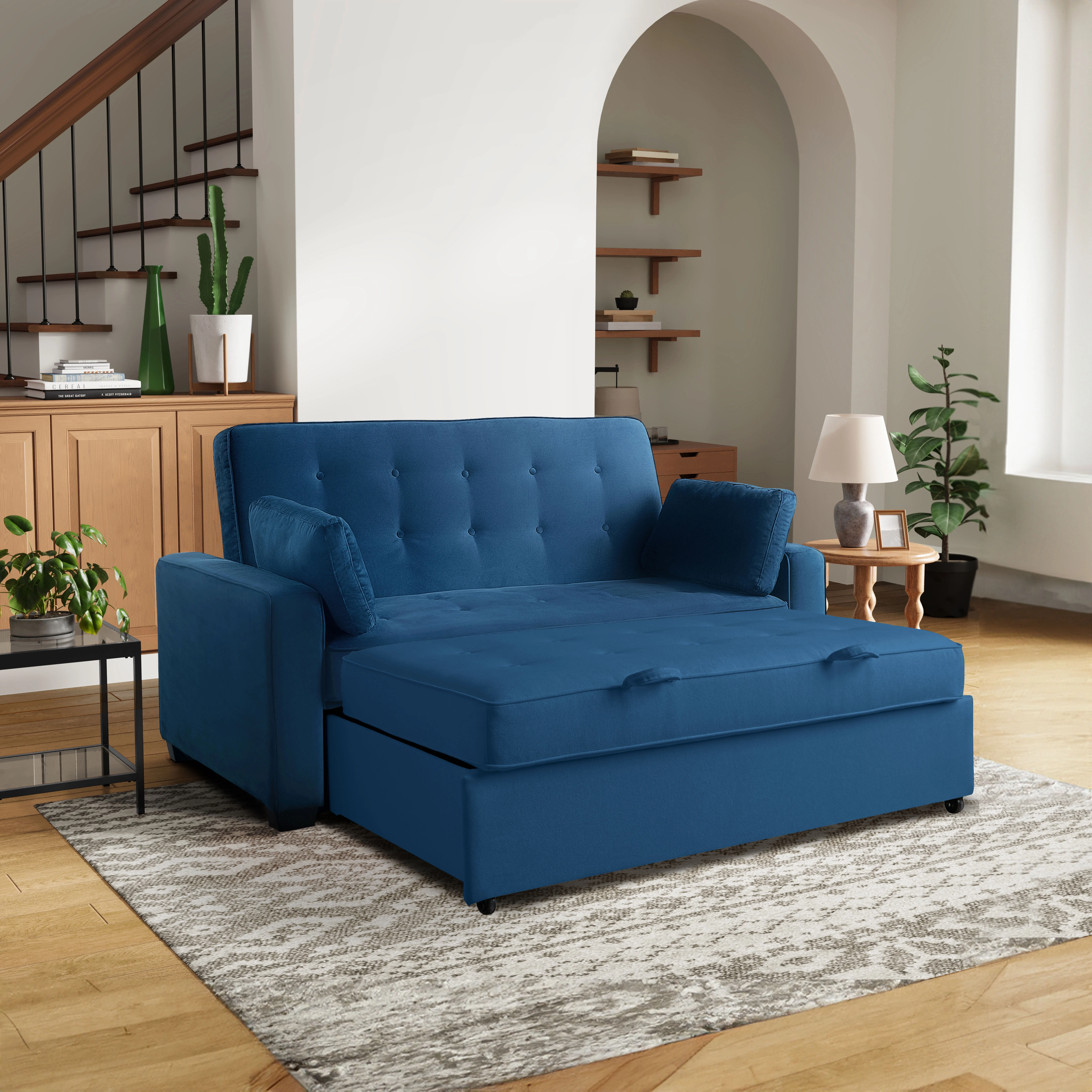 Serta Dream Convertibles Monroe Modern Polyester Convertible Queen Sofa Bed with Pillows Grey - Image 53