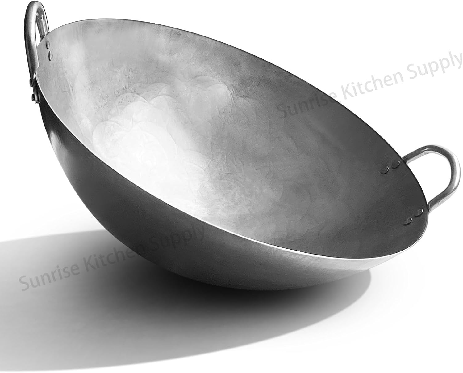 SUNRISE Kitchen Supply Heavy Duty Hong Kong Style Carbon Steel Wok (Round Bottom) 15